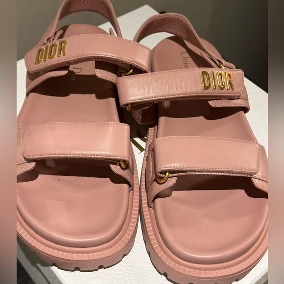 Dior Chateau Rose pink Sandals with Gold Dior accents